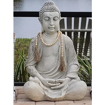 Farmhouse 59in Wooden Bead Garland with Eucalyptus Stems