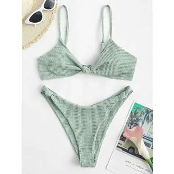 Stylish ZAFUL High Cut Cheeky Knot Bikini Swimwear
