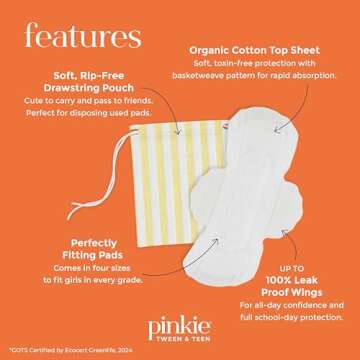 Pinkie Period Starter Pads for Tweens & Teens - Organic Cotton