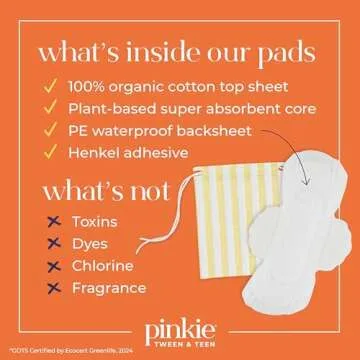 Pinkie Period Starter Pads for Tweens & Teens - Organic Cotton