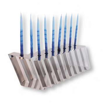 Mickala 5" Handmade 9 Branch Hanukkah Menorah - A Modern Twist on Traditional Stainless Steel Judaica for Candles, Home Decor and Candle Holder, Hanukkah Decorations for Home, Hanukkah Gifts (Silver)