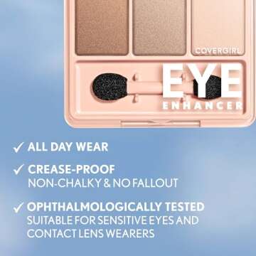 COVERGIRL Eye Enhancer, Rose Beam, Eyeshadow Mono, Easy to Wear, Clean & Vegan, Talc-Free, Matte & Shimmer Finishes, Smudge-Proof, 0.09oz
