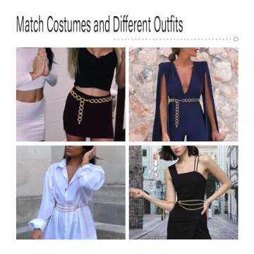 WERFORU Women Metal Link Body Chain Belt Ladies Waist Chain Belts for Jeans Dress, Gold,Fit waist size below 44 inches