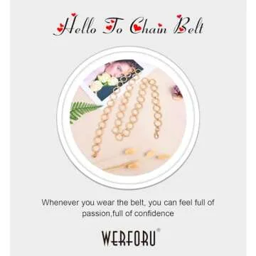 WERFORU Women Metal Link Body Chain Belt Ladies Waist Chain Belts for Jeans Dress, Gold,Fit waist size below 44 inches