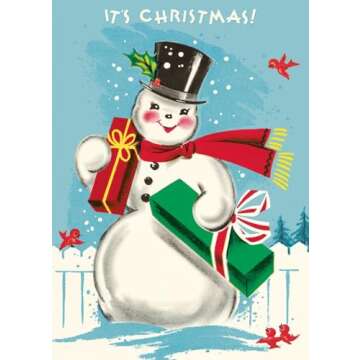 Cavallini & Co. Snowman Christmas Decorative Paper Wrap- 20x28" Sheet