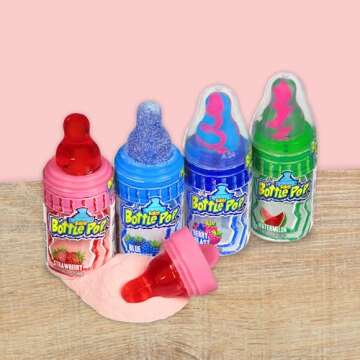 Baby Bottle Pop Candy Lollipops - Bulk Candy Variety Party Pack - 10 Count Lollipops w/ Powdered Sugar Dip in Assorted Fruity Candy Flavors - Bulk Candy for Party Favors, Birthdays, Baby Showers
