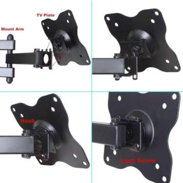 VideoSecu ML12B TV Wall Mount Articulating Arm Monitor Bracket for Most 19"-32", Some up to 47" LCD ...