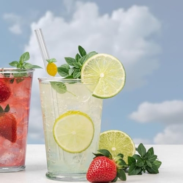 Durable Glass Straws with Fruit Designs for Fun Drinks