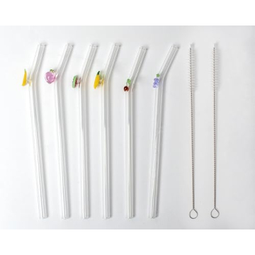 Durable Glass Straws with Fruit Designs for Fun Drinks