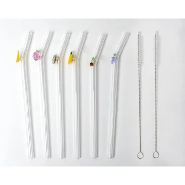 Durable Glass Straws with Fruit Designs for Fun Drinks