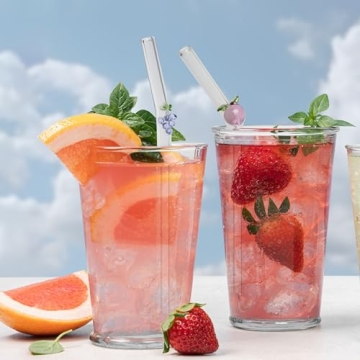 Durable Glass Straws with Fruit Designs for Fun Drinks