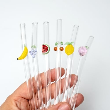 Durable Glass Straws with Fruit Designs for Fun Drinks