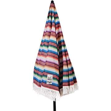 beachBRELLA Beach Umbrella with Fringe - UV Protection & Portability