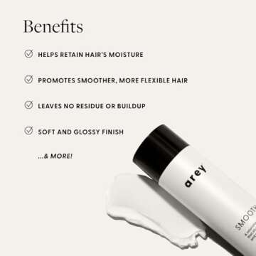 Arey Smooth Conditioner | Reduce the Signs of Aging Hair | Retains Moisture, Promotes Smoothness | For Use with Wash Shampoo | Vegan, Gluten-Free, Residue-Free & Cruelty-Free (8.45 Fl Oz, 30 Uses)