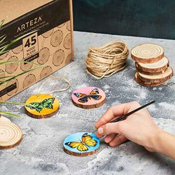 ARTEZA Natural Wood Slices for Crafts and DIY Projects