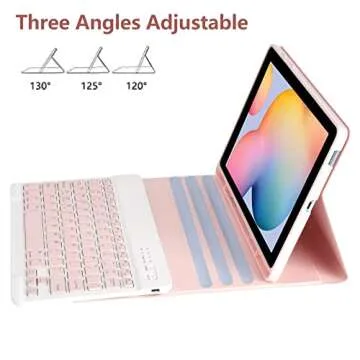 Keyboard Case for Samsung Galaxy Tab S6 Lite 10.4 Inch 2022/2020, Galaxy Tab S6 Lite SM-P610/P613/P615/P619 Tablet Cover Case with Detachable Wireless Keyboard S Pen Holder, Pink
