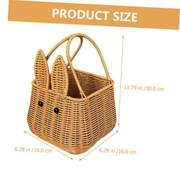 Cute Rabbit Wicker Basket for Storage and Picnics