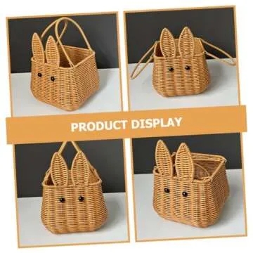 Cute Rabbit Wicker Basket for Storage and Picnics