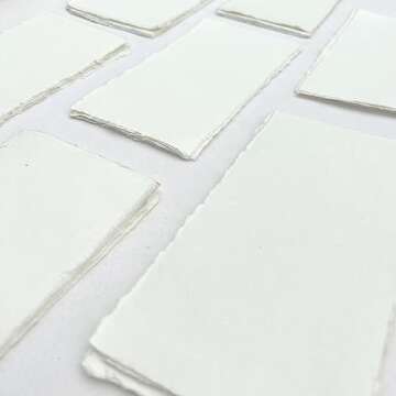 Deckle Papers® 4x9" Wedding Invitation Card Stock, Baby Shower Card Stock Handmade Paper, Cotton Paper, Wedding Paper, Calligraphy Paper, Rag Paper 150gsm Blank Card Stock (Pack of 100)