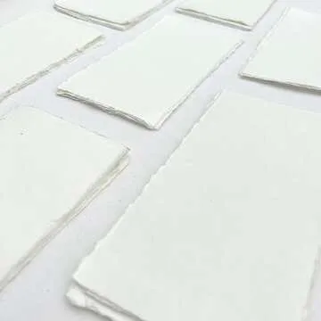 Deckle Papers® 4x9" Wedding Invitation Card Stock, Baby Shower Card Stock Handmade Paper, Cotton Paper, Wedding Paper, Calligraphy Paper, Rag Paper 150gsm Blank Card Stock (Pack of 100)