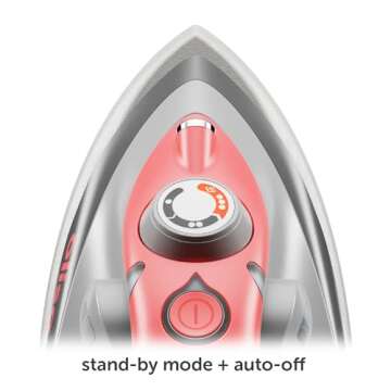 Oliso M3Pro Project Steam Iron with Solemate - for Sewing, Quilting, Crafting, and Travel | 1000 Watt Ceramic Soleplate Steam Iron | Coral