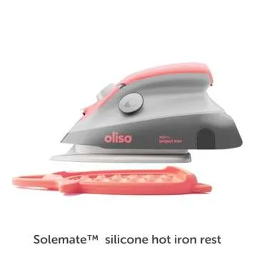Oliso M3Pro Project Steam Iron with Solemate - for Sewing, Quilting, Crafting, and Travel | 1000 Watt Ceramic Soleplate Steam Iron | Coral