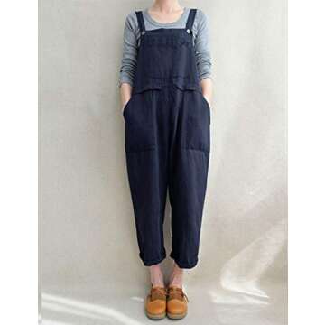 Stylish and Comfy Lncropo Women's Baggy Linen Overalls for Casual Outings