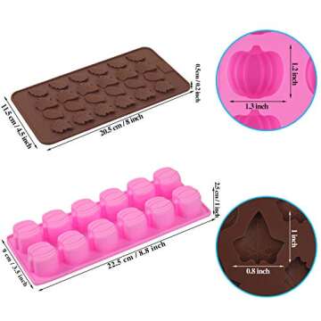4-Piece Halloween Candy Molds - 3D Pumpkin & Leaf Shapes