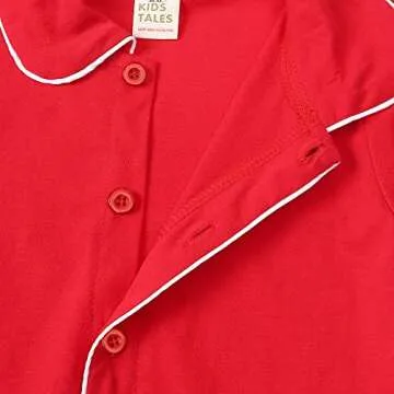 Kids Tales Christmas Pajama Set Red Button-Down PJs
