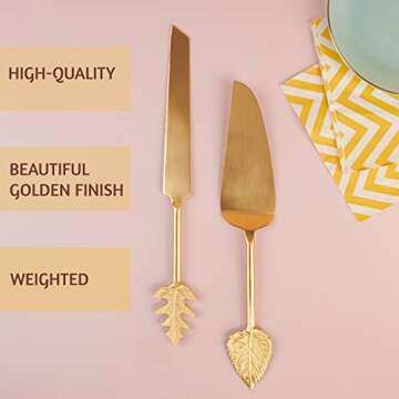 Folkulture Wedding Cake Knife and Server Set, Stainless Steel Cake Cutting Set or Pie Patry Serving ...