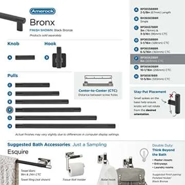 Amerock | Kitchen Cabinet Pull | Black Bronze | 8 in (203 mm) Center-to-Center | Bronx | 1 Pack | Furniture Hardware | Cabinet Handle | Bathroom Drawer Pull