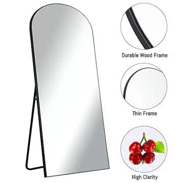 KIAYACI Arched Full Length Mirror Over Sized Floor Mirror with Stand Bedroom Dressing Mirror Full Body Wall Mirror Wood Frame (Black, 32" x 71"),M18080-B-S253-USAM008