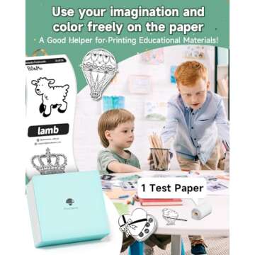 Phomemo Sticker Printer- Mini Printer M02 Print Pod Thermal Printer Sticker Maker Inkless Pocket Printer Bluetooth Printer for Learning Assistance, Study Notes, Photos, Work, Receipts