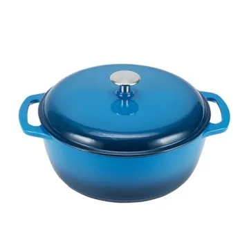Amazon Basics Cast Iron Dutch Oven Pot with Lid, Enameled, Round, Dual Handles, Heavy-Duty, Large, 7...