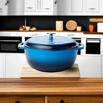 Amazon Basics 7.3-Quart Cast Iron Dutch Oven - Enameled, Blue
