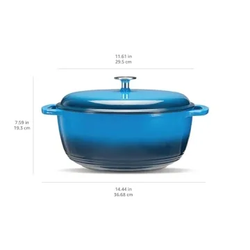 Amazon Basics 7.3-Quart Cast Iron Dutch Oven - Enameled, Blue