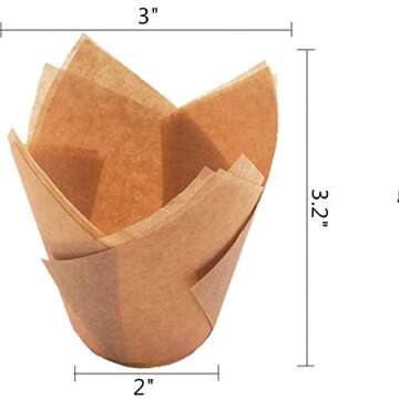 200pcs Tulip Cupcake Liners Natural Baking Cups Muffin Paper Liner Grease-Proof Wrappers for Wedding...