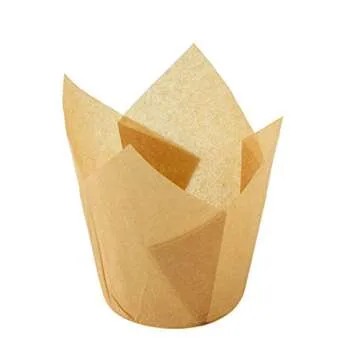 200pcs Tulip Cupcake Liners Natural Baking Cups Muffin Paper Liner Grease-Proof Wrappers for Wedding， Cases Wrappers for Wedding Birthday Partyr, Standard Size (Natural)
