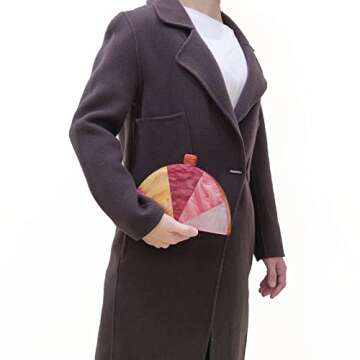 WuYangSto Acrylic Clutch Purse,Semicircle Colorful,Women's Evening Bag For Weddings Party Prom (Orange)