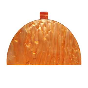 WuYangSto Acrylic Clutch Purse,Semicircle Colorful,Women's Evening Bag For Weddings Party Prom (Orange)