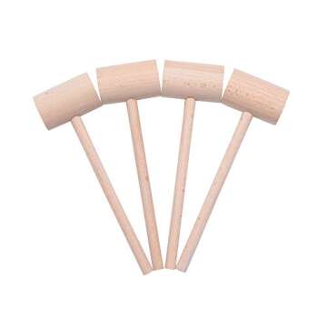4 Pcs Wooden Crab Lobster Mallets Seafood Hammers