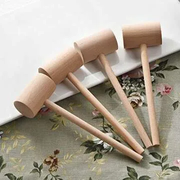 4 Pcs Wooden Crab Lobster Mallets Seafood Hammers