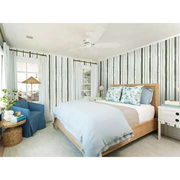 Timeet Peel and Stick Wallpaper Dark Green and White Contact Paper 17.3"×78.7" Line Stripe Wallpape...