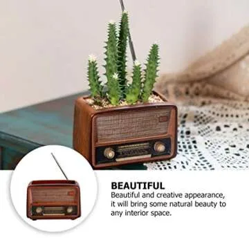 BESTOYARD Retro Creative Radio Shape Flower Pot Retro Flowerpot Succulent Flower Plant Container Desk Flower Pot Cactus Plant Pot