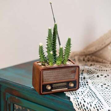 BESTOYARD Retro Creative Radio Shape Flower Pot Retro Flowerpot Succulent Flower Plant Container Desk Flower Pot Cactus Plant Pot