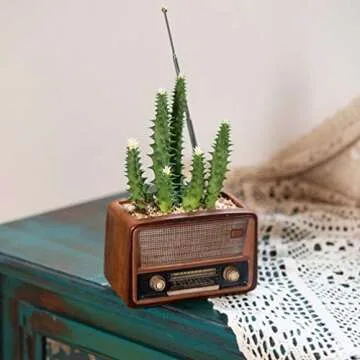 BESTOYARD Retro Creative Radio Shape Flower Pot Retro Flowerpot Succulent Flower Plant Container Desk Flower Pot Cactus Plant Pot