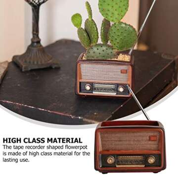 BESTOYARD Retro Creative Radio Shape Flower Pot Retro Flowerpot Succulent Flower Plant Container Desk Flower Pot Cactus Plant Pot