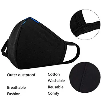 Black Windproof Cotton Masks - 6pcs Outdoor Set