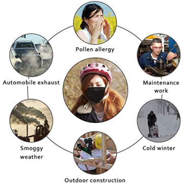 Black Windproof Cotton Masks - 6pcs Outdoor Set