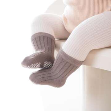 VWU Baby Toddler Socks with Grips Anti-Slip Cotton Socks